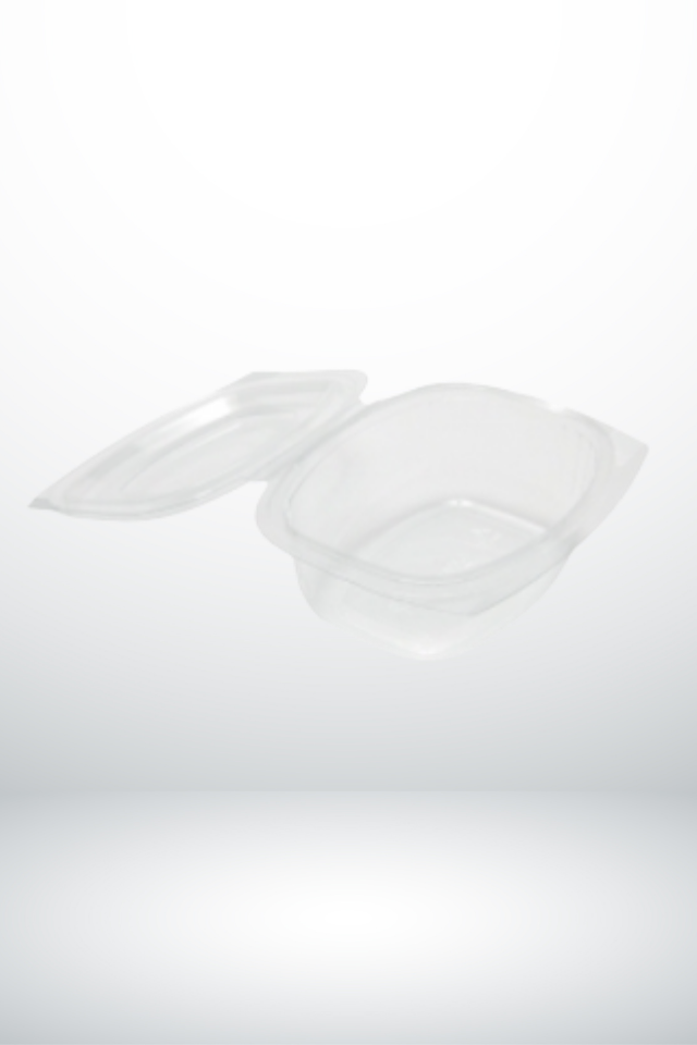 Oval Salad Bowl 500cc, Hinged Lid, Pet, Transparent